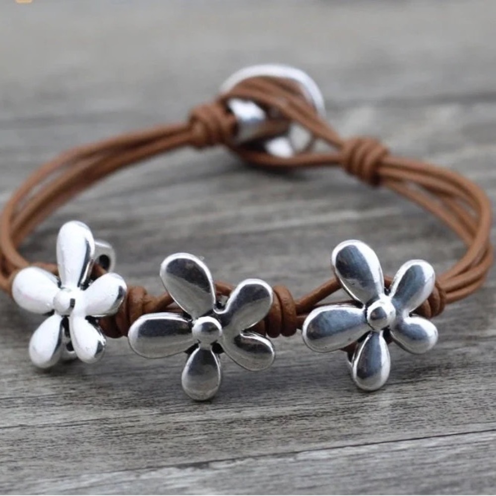 Best Friend Friendship Vintage Flowers Leather Bracelet For Women Christmas Gift